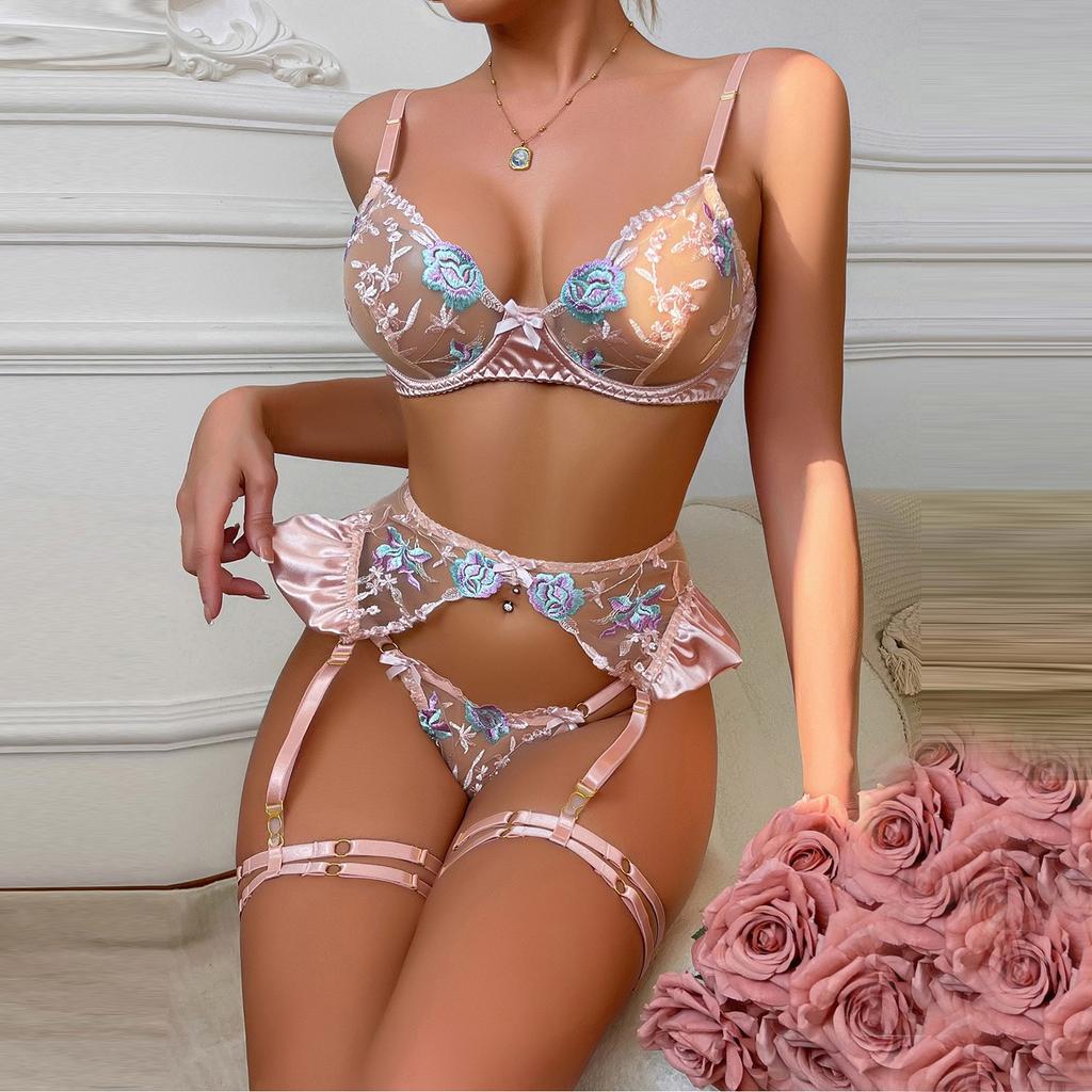 Сексуальное нижнее белье Gathers Sexy Deep V Bow Боковой разрез Slim Fiting Suspender Nightgown