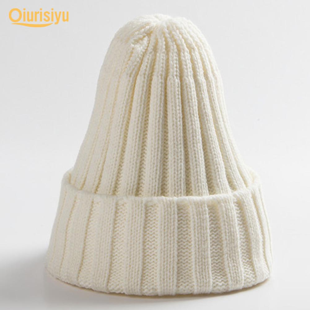 Унисекс однотонная теплая вязаная шапка в стиле хип-хоп