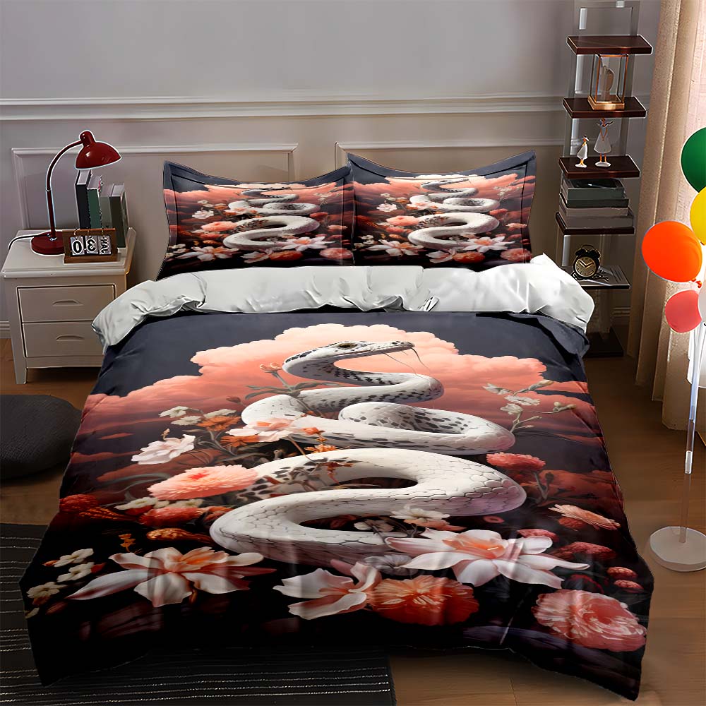 Snake floral design Bedding Duvet cover sets Duvet covers Pillowcases gifts (1 * Duvet Cover 2 * Pillowcases, without duvet insert)