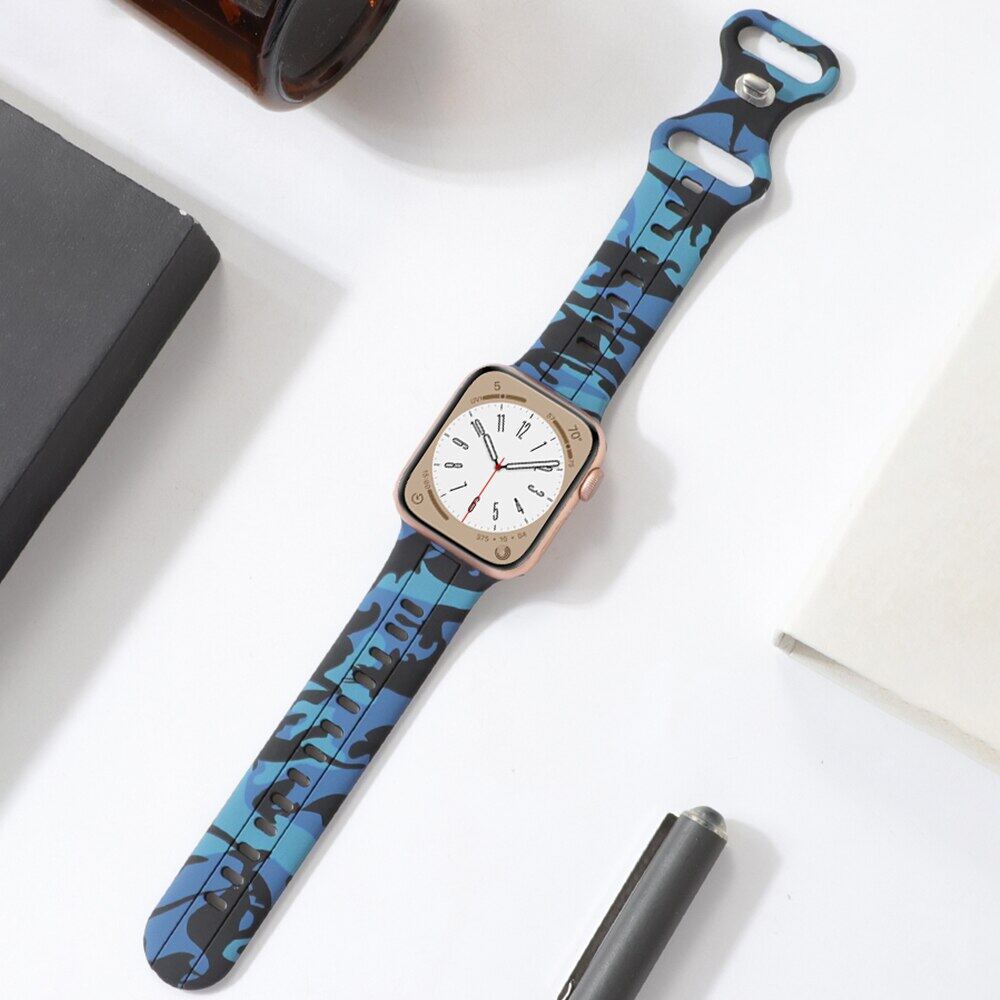 Для ремешка Apple Watch Ultra 8 SE 7 6 5 Силиконовый ремешок iWatch 49мм 40мм 45мм 41мм 42мм Камуфляжный узор Наручный ремешок Браслет