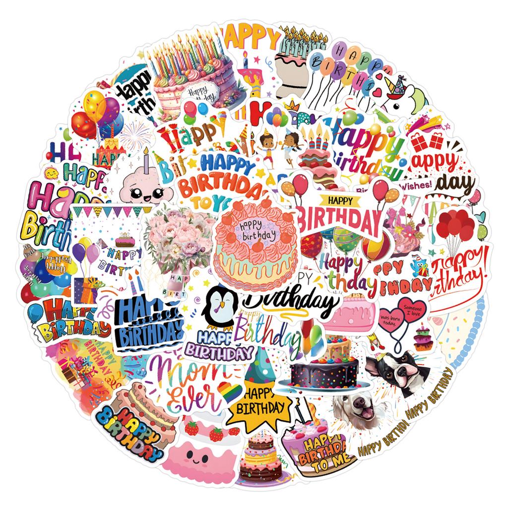 55 New Happy Birthday Graffiti Stickers Decorate Suitcase Laptop Mobile Phone Stickers
