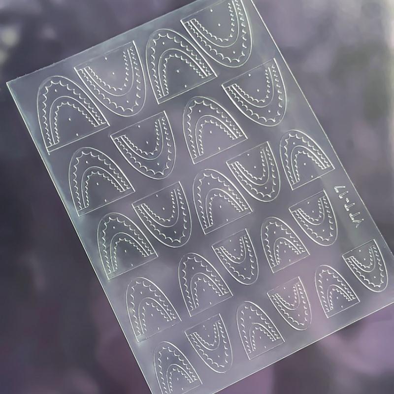 Simple Hollow French Nail Decals Transparent Spray-Painted Heart Butterfly Nail Art Stickers Fashion Manicure Decor