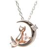 Necklace Crescent Moon Cat Pink Silver Selectable Birthstone April Diamond [Future Angel] Women's