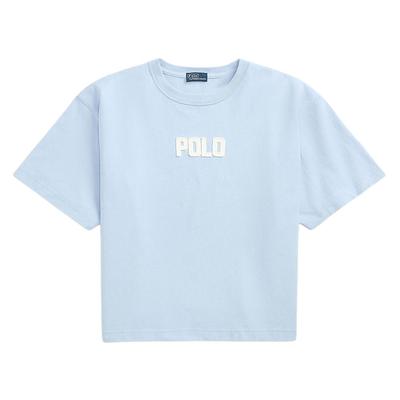 Polo Футболка женская с круглым вырезом, свободного кроя, с коротким рукавом, с надписью, синяя WMPOKNINCU21128-400