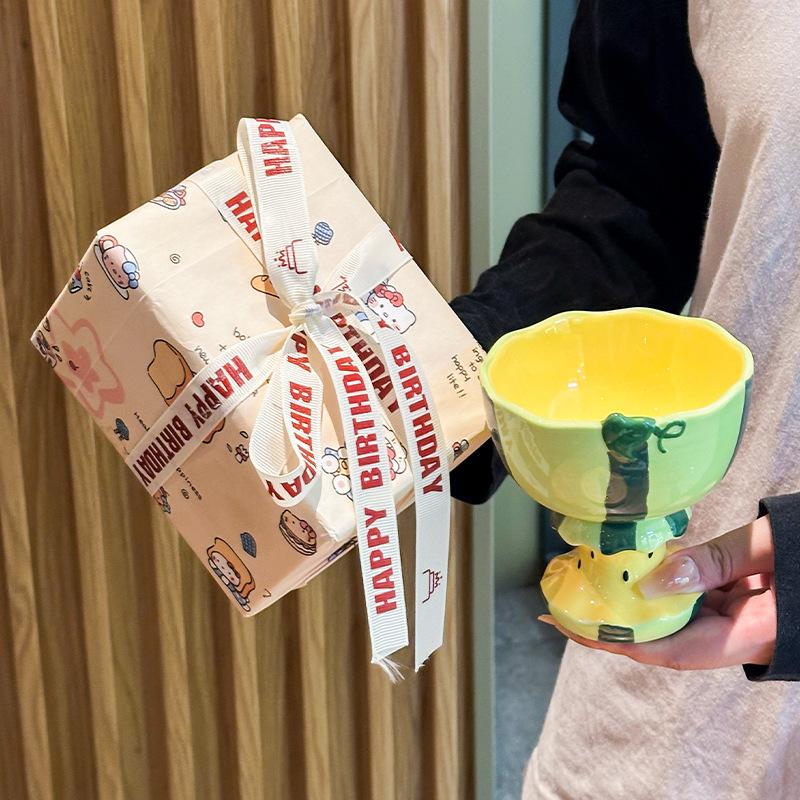 Cute watermelon goblet ice cream dessert cup high-value ceramic mug birthday gift souvenir for girls