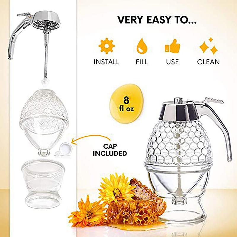 1 шт. Акриловый контейнер-диспенсер для меда, Портативная бутылка для выдавливания, Некапающая банка для меда, Диспенсер для сока, Горшочек для слива меда, Кухонные инструменты