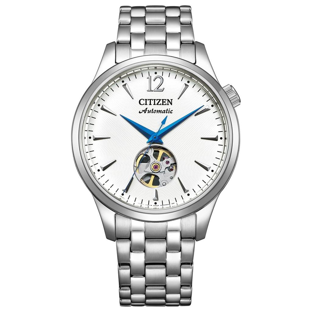 Citizen Automatic Open Heart Silver NH9131-73A Men's Watch, Design, See-Through Back, Waterproof, White,