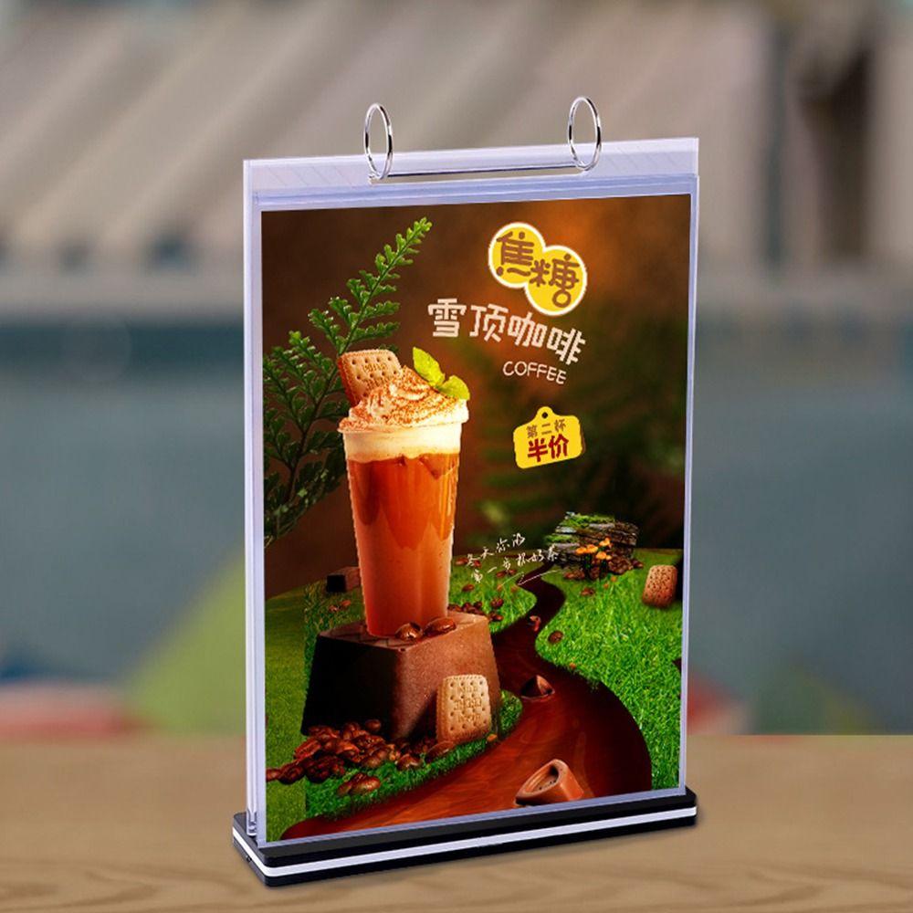 Clear PVC Poster Holder Sturdy Base Pageable Folder Convenient Menu Display Stand Restaurant