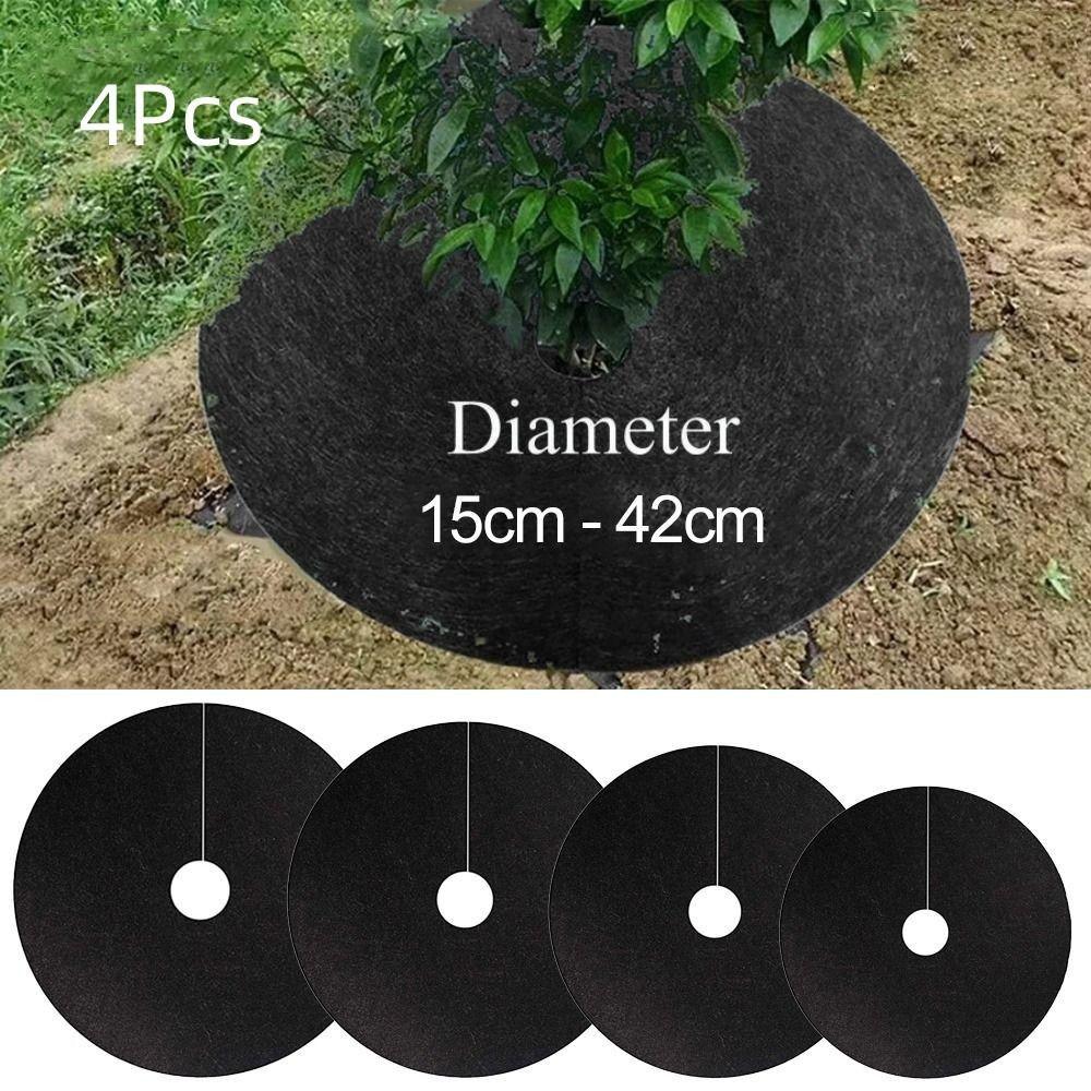 4 PCS Anti Grass Ring Weeding Barrier 15cm-42cm Weed Control Ground Cover New Non-Woven Tree Mulch