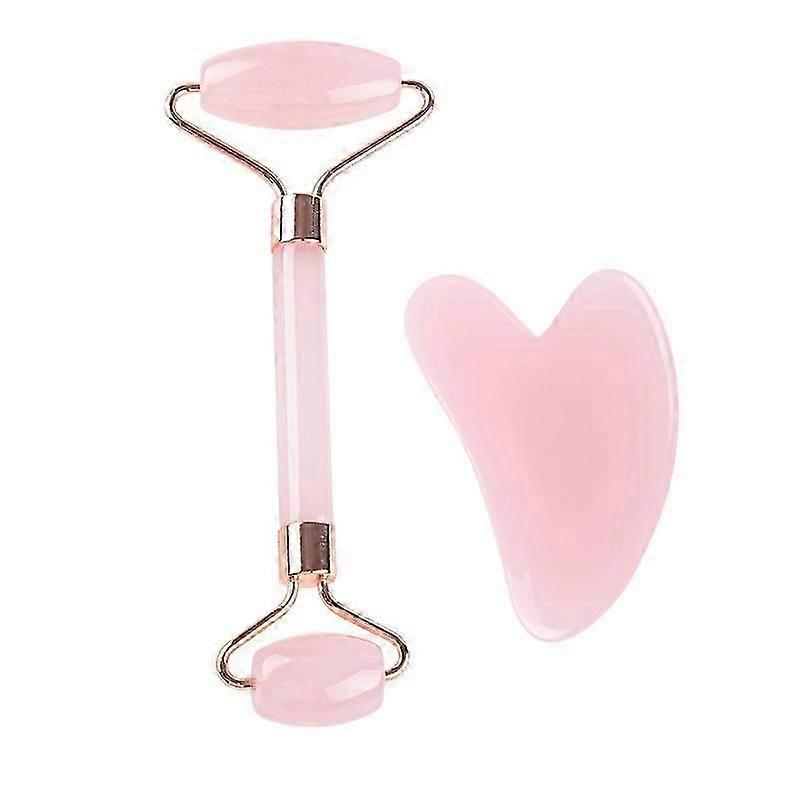 Jade Roller & Gua Sha, Face Roller, Facial Beauty Roller Skin Care Tools, Rose Quartz Massager for Face, Eyes, Neck