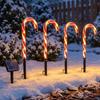 Red White Christmas Decor 4Pcs Solar Candy Cane Pathway Lights, Outdoor Stake Waterproof Automatic Dusk to Dawn Lights Garden for Yard Lawn