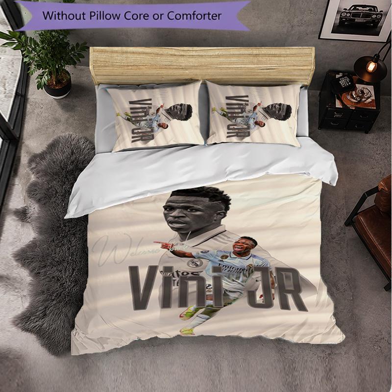 Vinicius Junior 3 Piece Bedding Set Soft Duvet Cover Set with Pillowcases Printed Bedroom Decor Set for Home
