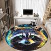 1pc Raccoon Art Office Round Area Rug,  Mat Suitable ForOffice, Under Office Chairs Bedroom Living Room Home Decor, Room Deco