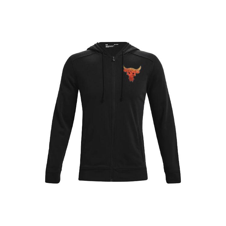 Under Armour Project Rock Graphic Print Zip Hoodie Jacket Мужская Верхняя одежда Черный 1361749-001