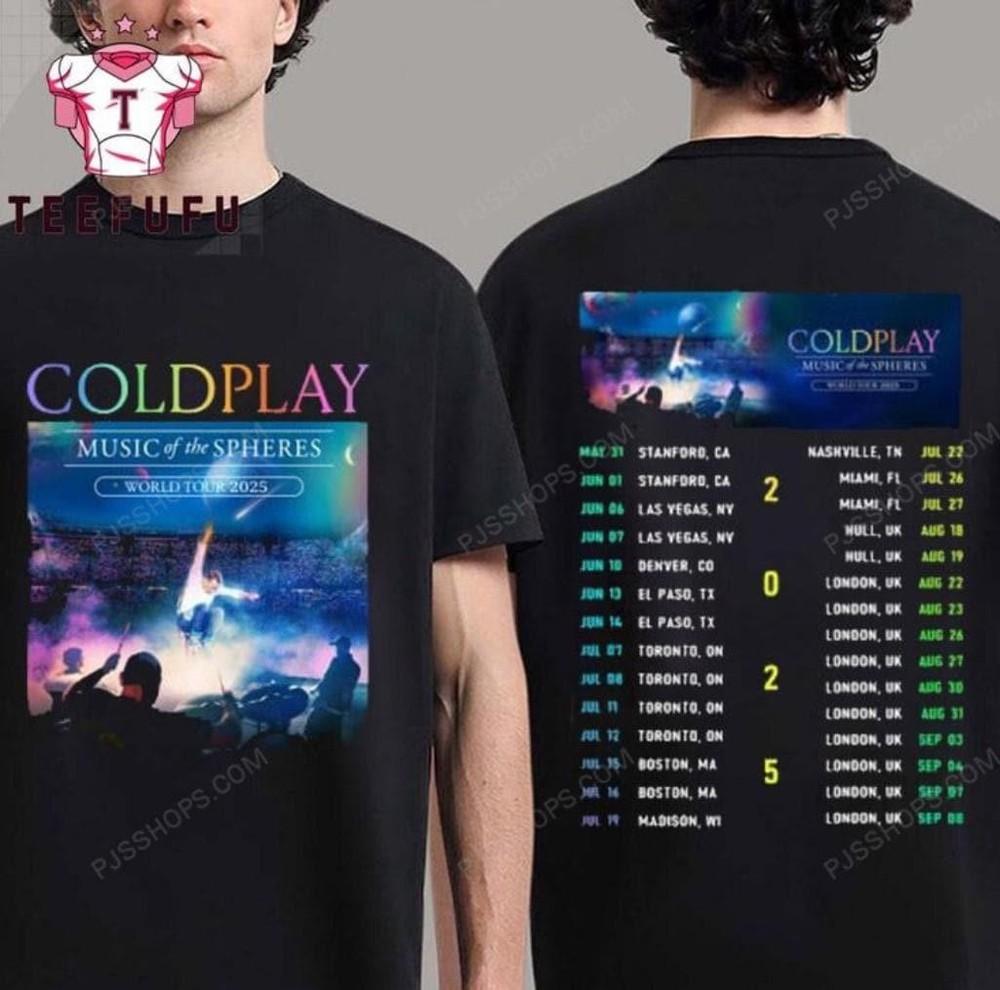 Coldplay Music Of The Spheres World Tour 2025 T Shirt Coldplay Music Tee Unisex T-Shirt
