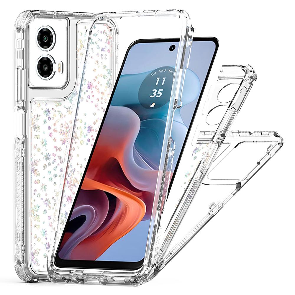 Чехол для Motorola Moto G34 5G с точными вырезами, прозрачный чехол из акрила и ТПУ для телефона с пленкой, напечатанной лазером