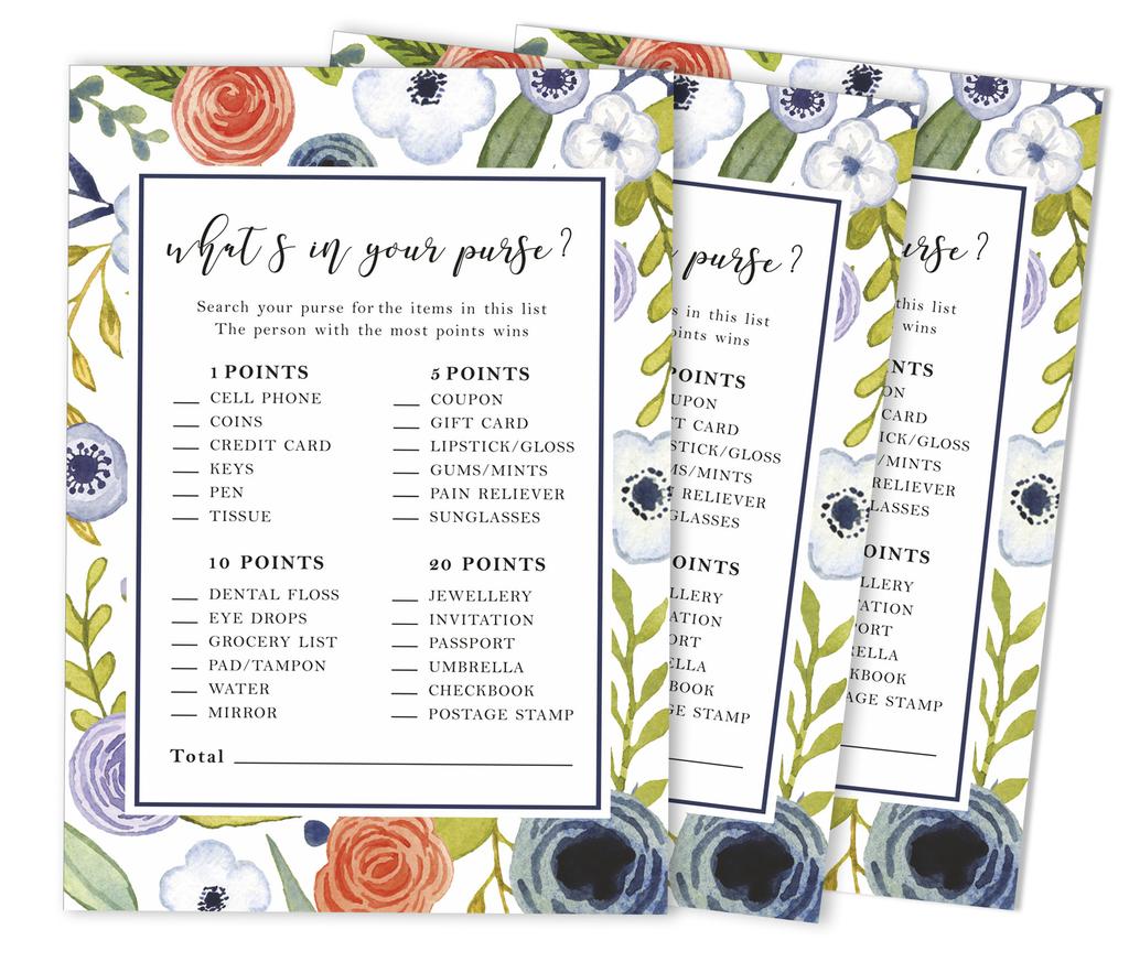 Inkdotpot 50A FloralA BingoA GameA CardsA For Bridal Wedding Shower Bachelorette Party Bulk Blank Square Fill In Gift