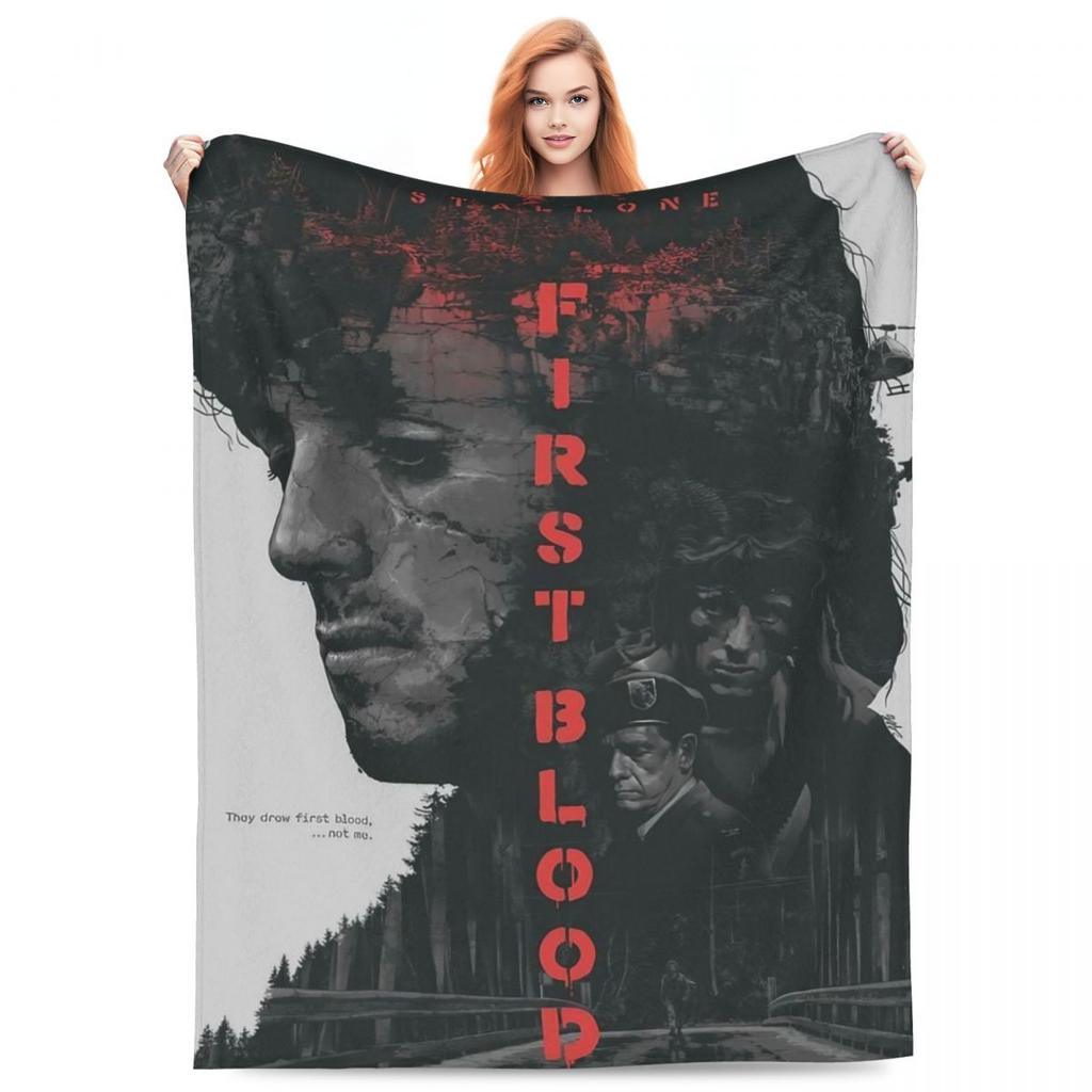 Rambo First Blood Flannel Blanket Program Soft Durable Throw Blanket for Couch Bed Camping Cute Bedspread Sofa Bed Cover
