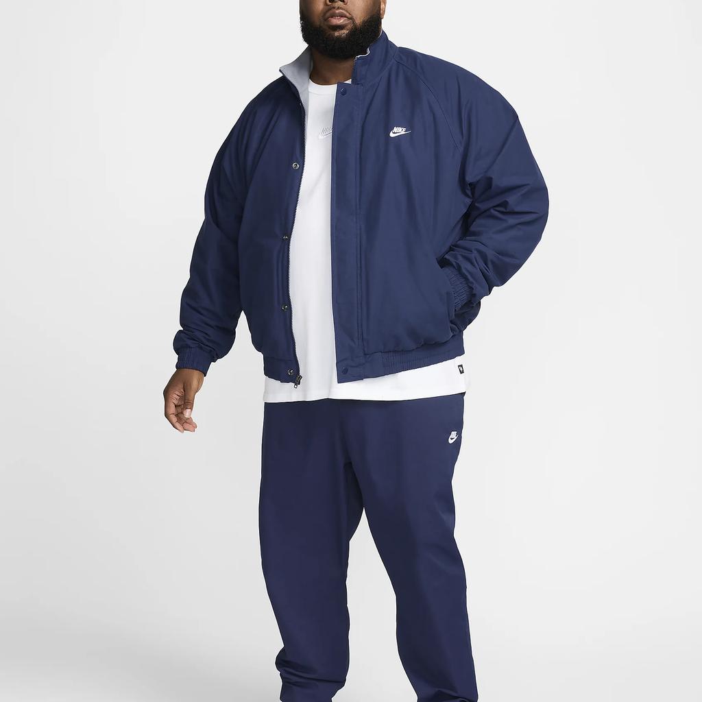 Nike Куртка повседневная Club Fleece Futura тканая с воротником-стойкой на молнии для мужчин Куртки Midnight-Navy White FZ0656-410