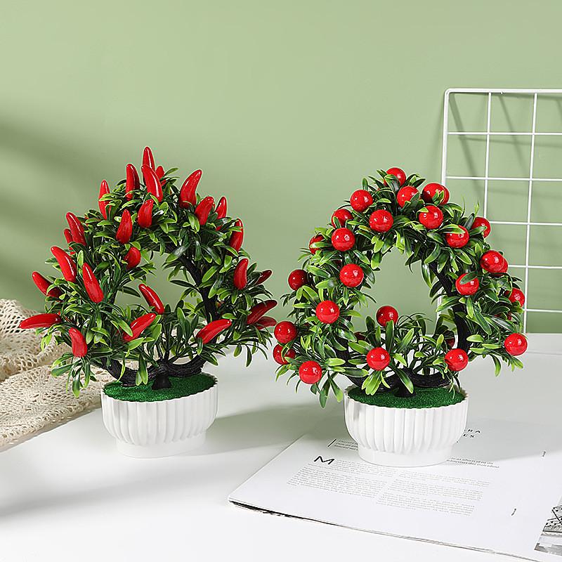 Искусственный бонсай Пуника гранатовая в форме сердца, пластиковый декор для украшения комнаты