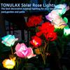 Садовые фонари на солнечной батарее, Новейшая версия, Наружные солнечные фонари, Меняющие цвет фонари в виде роз, Декор для сада, Более реалистичные цветы розы
