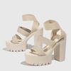 Fashion Liyke Punk Style Chunky High Heels Platform Sandals Women Open Toe Slip On Stretch Ankle Strap Summer Shoes Female
