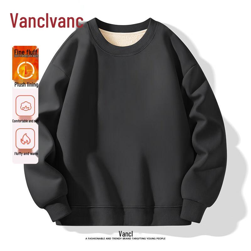 VANCL Men's Lamb Fleece Lined Crewneck Sweatshirt