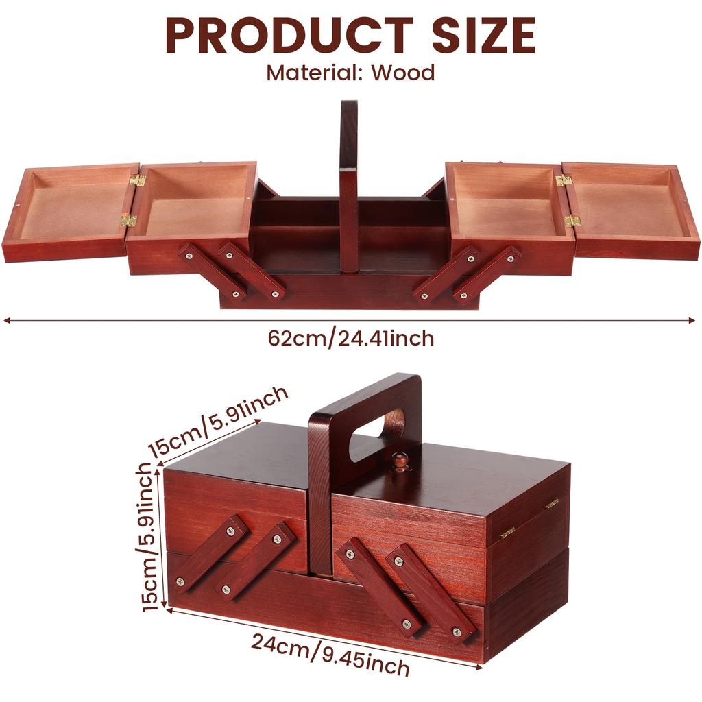Расширяемый деревянный ящик для швейных ниток, винтажные катушки, пустая корзина для швейных катушек с ручкой, чехол для хранения игл и ниток, инструменты для рукоделия