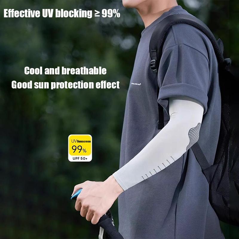 Ледяные рукава Мужские Защита от солнца и УФ-защита Длинные рукава Свободные Летние Спортивные Велосипедные Высокоэластичные Ледяной шелк Налокотники