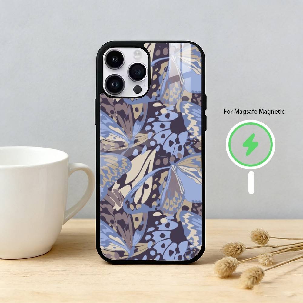 B-Butterfly Wallpaper Phone Case For iPhone 17,16,15,14,13,12,Plus,Pro,Max For Magnetic Wireless Charge