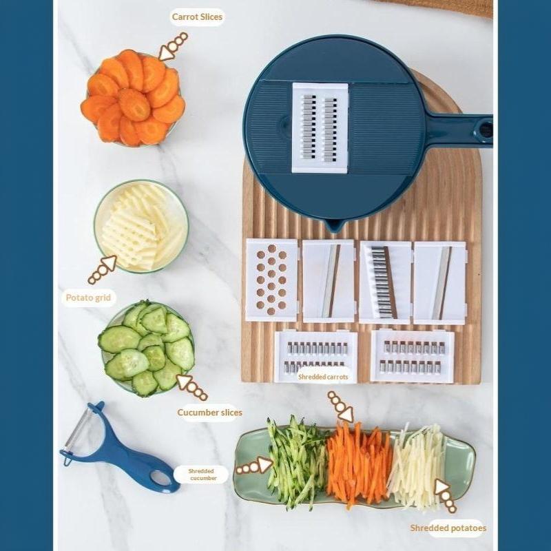 Manual Vegetable Cutter Slicer Grater with Drain Basket Detachable Blade Sharp Blade for Efficient Fruit Veggie Cutting