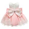 Модное нарядное детское платье без рукавов с асимметричным подолом кружевом и бантом