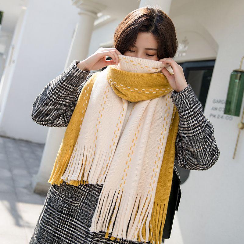 Women Plaid Scarves, Thickened Warm Scarves for Male and Female In Winter Warm Scarves
