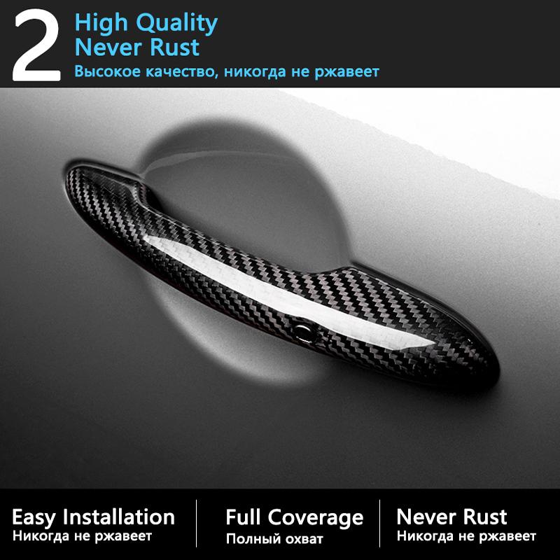 For VW Volkswagen SEAT Tarraco KN2 2018~ Black Carbon Fiber Door Handle Exterior Cover Trim Set Styling Car