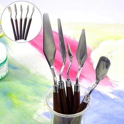 5шт шпатель скребок шпатель палитра картина маслом набор ножей с деревянной ручкой мастихин