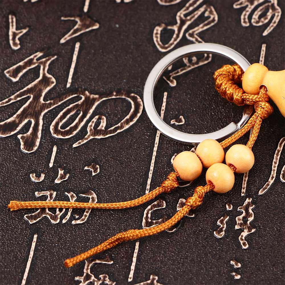 Chain Wishful Bag Pendant Ornaments Keychain Good Luck Gourd Peach Wood Keyring Chinese Traditional