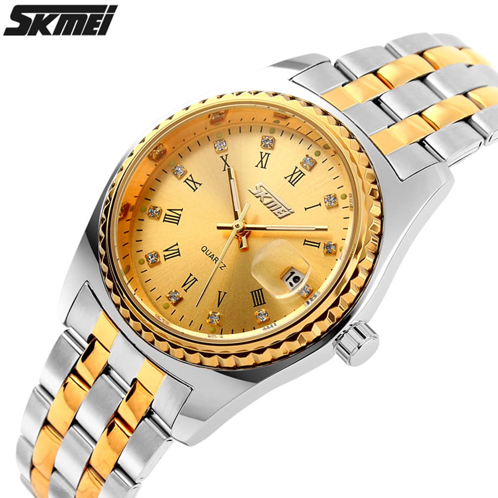 Часы для малого бизнеса Классические наручные часы из нержавеющей стали Водонепроницаемые аналоговые стильные повседневные часы с металлическим ремешком и датой Роскошные наручные часы из серебра и золота для мужчин