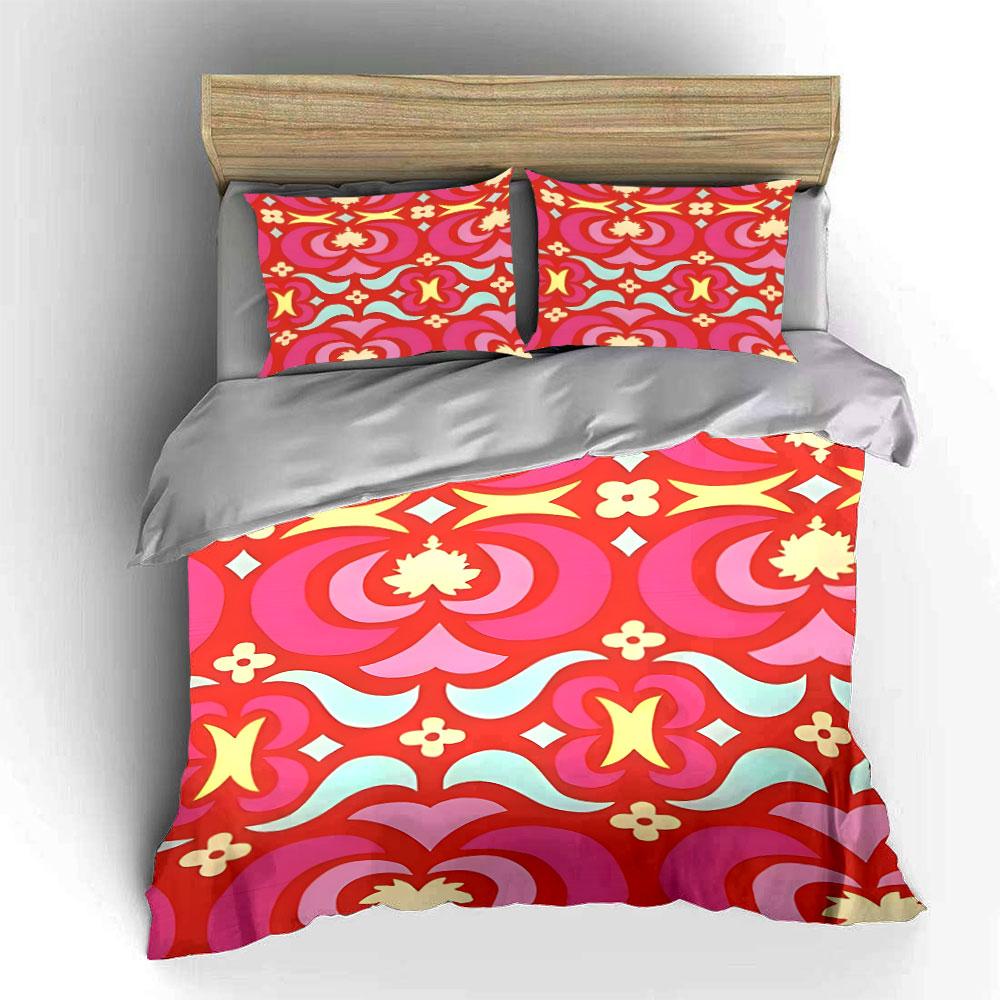 Vibrant retro floral symphony Bedding sets Duvet covers Pillowcases(1* Duvet Cover 2* Pillowcases without duvet insert)