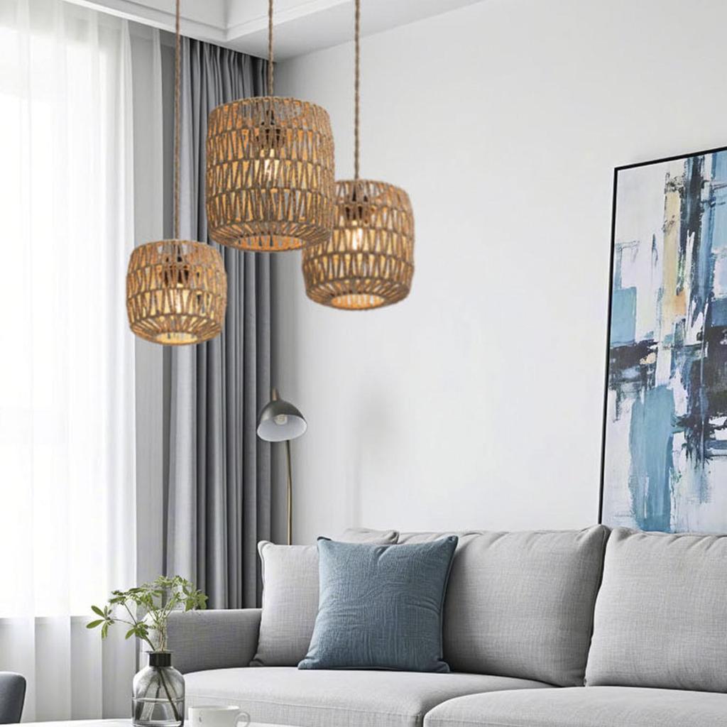 Handmade Woven Pendant Lampshades for Restaurants and Homestays