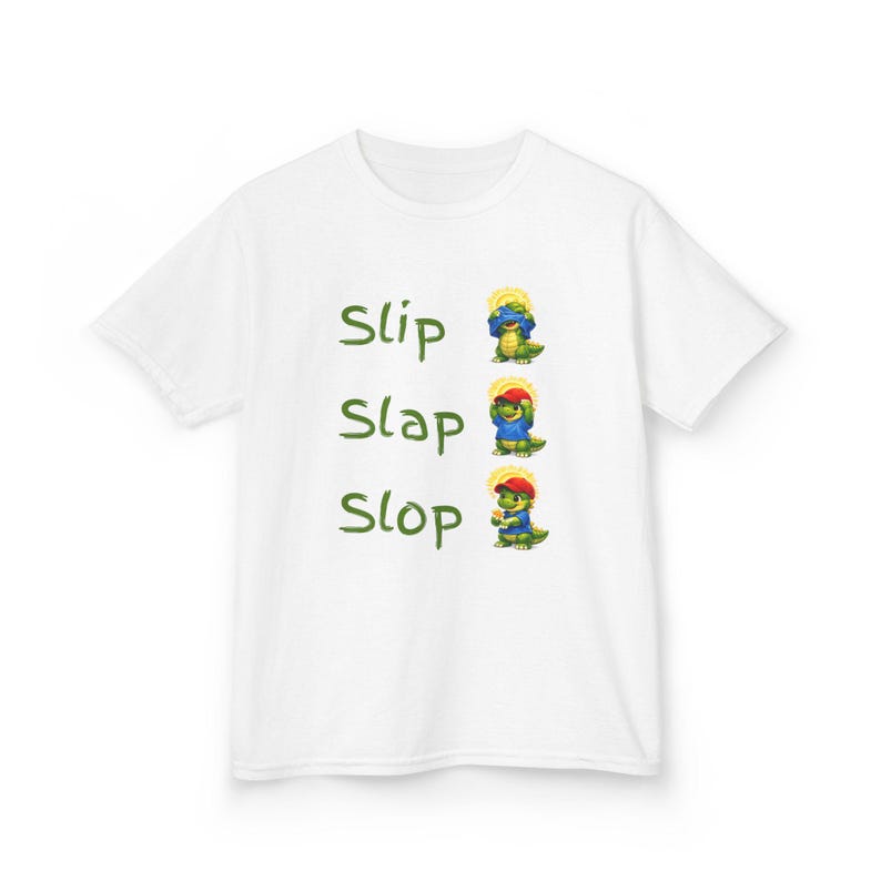 Slip Slap Slop Kids Tee | Dino Character Sunsafe Design