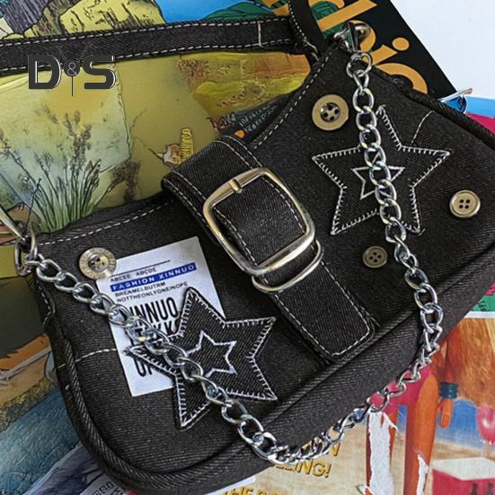 Сумка-хобо в стиле гранж, джинсовая сумка через плечо, сумка через плечо, винтажная сумка через плечо, повседневная сумка для женщин и девушек, для повседневных выходов на улицу