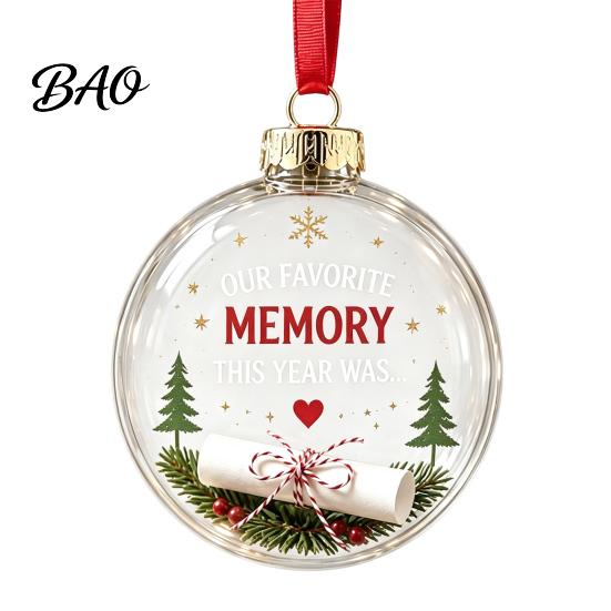 Decorative Fillable Ornaments Clear Acrylic Christmas Ball, DIY Transparent Ornament Ball for Xmas Tree, Hanging Holiday, Wedding, Party, Home