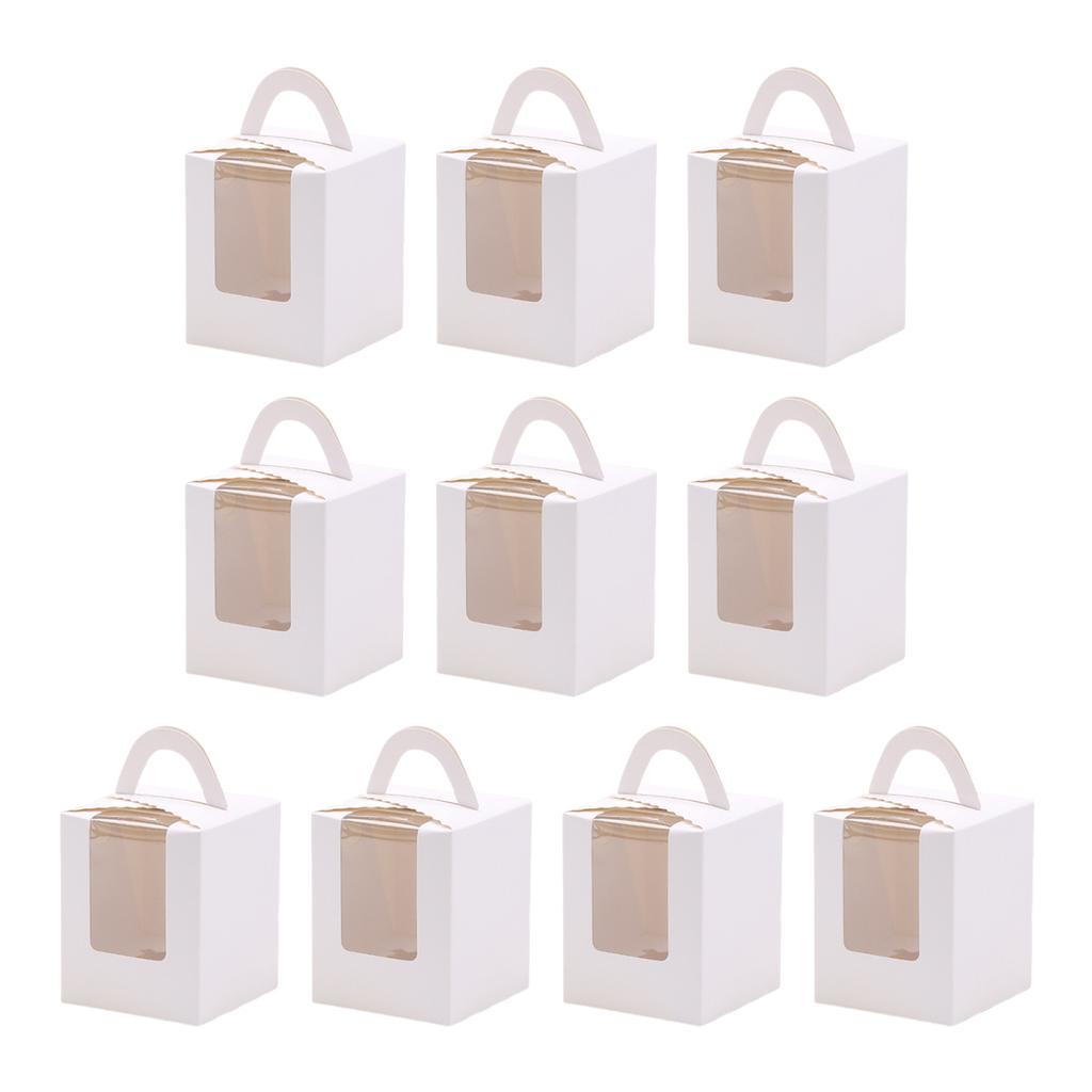10Pcs Cupcake Boxes with Inserts Windowed Cupcake Holders Stackable Deep Cupcake Carrier Food Grade Containers for Home Cake Dessert Shops