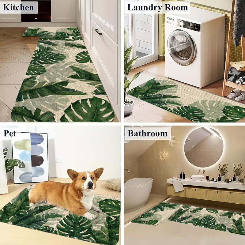 1 шт. анти-усталостные кухонные коврики, принт банановых листьев, водонепроницаемый нескользящий толстый мягкий кухонный коврик, прочный, удобный стоячий коврик для кухни