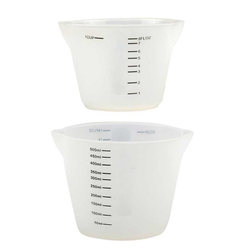 Силиконовые мерные стаканчики объемом 500 мл и 250 мл для смешивания смолы и акриловых красок, многоразовые мерные стаканчики для рукоделия.