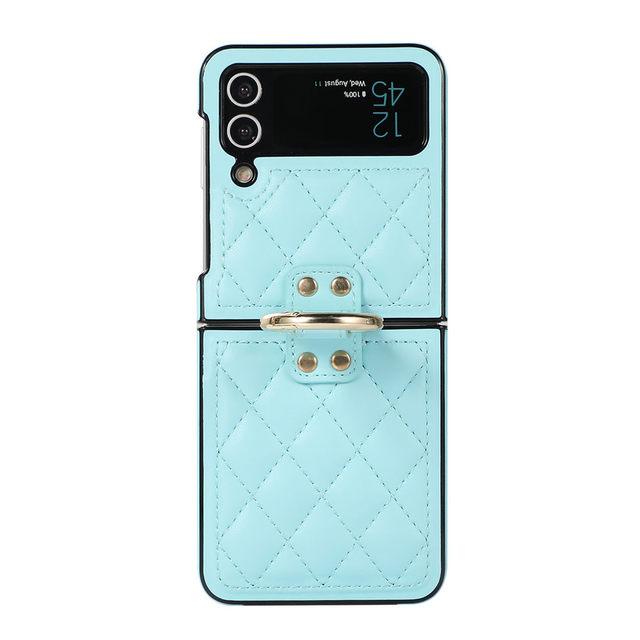 Модный кожаный чехол-держатель с крючком для пальца в сетку для Samsung Galaxy Z Flip 4 Zflip 3 5g противоударный складной чехол Fundas