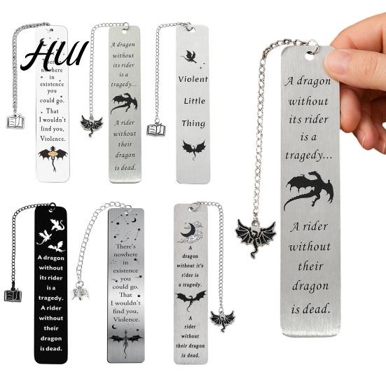 Elegant Metal Bookmark Pterosaur Bookmark, Stainless Steel Fourth Wing Design Page Marker with Dinosaur Black Tassel, Unique Literary Gift for