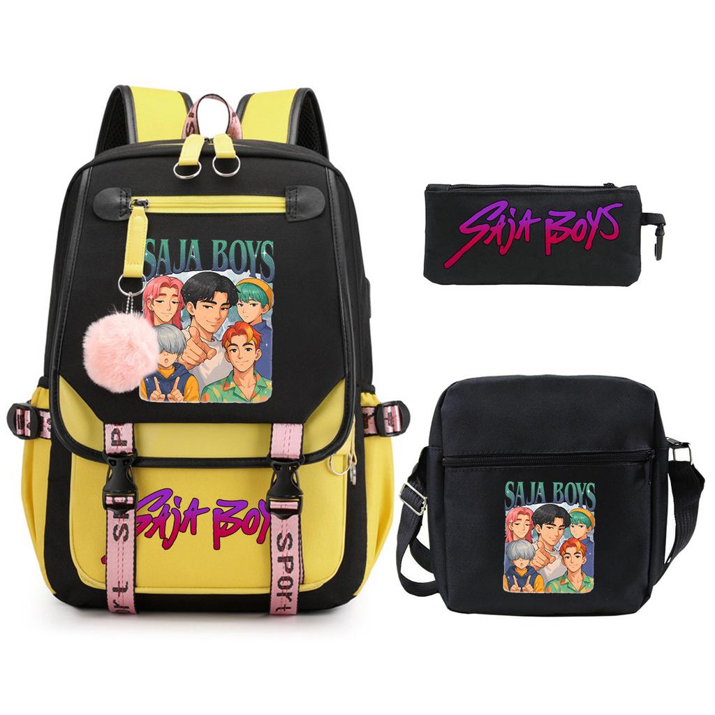 K-Pop Anime Cartoon Portable Shoulder Backpack Student Leisure School Bag Three-Piece Set