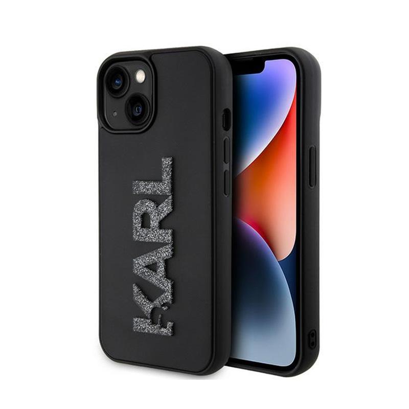 Karl Lagerfeld 3D Rubber Glitter Logo - Etui Iphone 15 (Czarny)