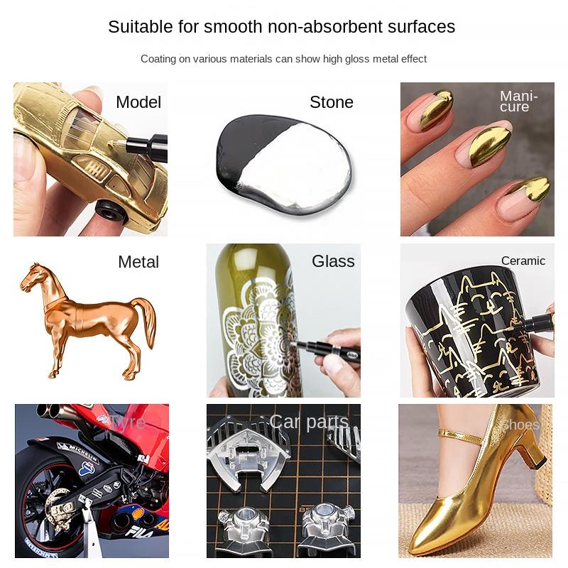 High-gloss Mirror Chrome Marker Metal Reflective Paint DIY Up To Plastic Model Nail Art Metal Pen